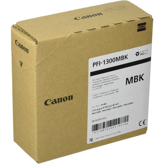 CARTUCHO CANON PFI - 1300 MBK NEGRO MATE Consumibles gran formato CARTUCHO CANON PFI - 1300 MBK NEGRO MATE Consumibles gran formato