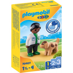 PLAYMOBIL 1.2.3 VETERINARIO CON PERRO