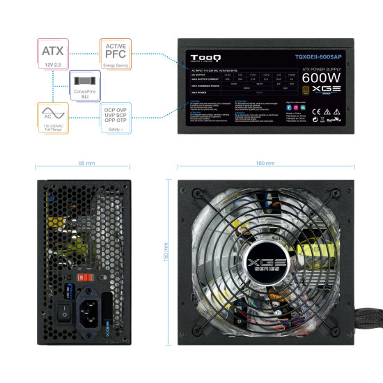 FUENTE ALIMENTACION TOOQ TQXGEII - 600SAP 600W 80+ Fuentes de alimentación FUENTE ALIMENTACION TOOQ TQXGEII - 600SAP 600W 80+ Fuentes de alimentación