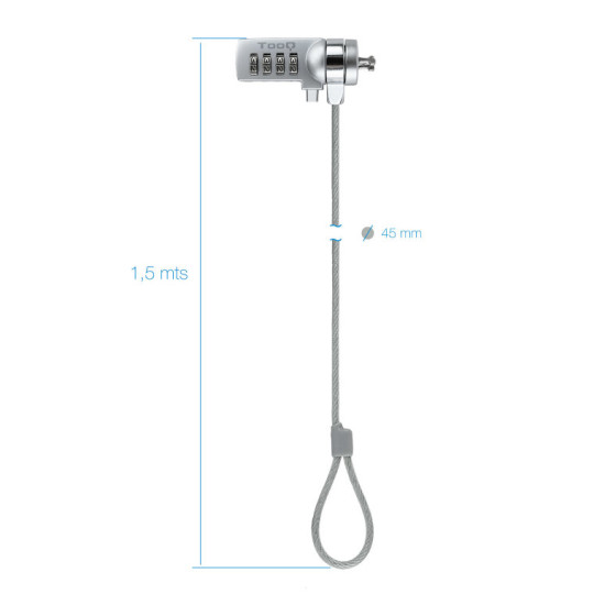CABLE SEGURIDAD TOOQ COMBINACION 1.5M Accesorios de portátiles CABLE SEGURIDAD TOOQ COMBINACION 1.5M Accesorios de portátiles