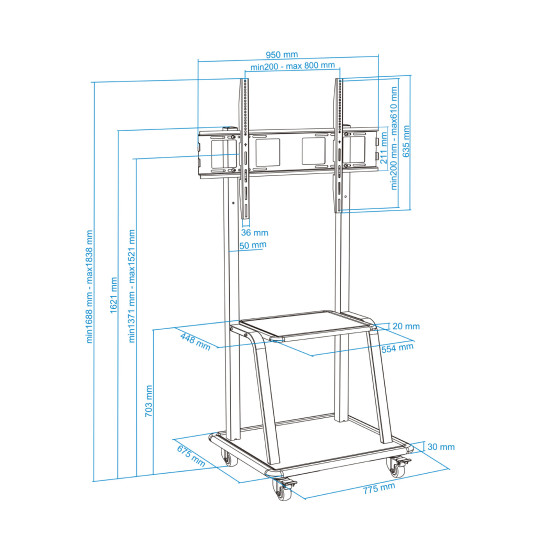 SOPORTE TV SUELO CON RUEDAS TOOQ Soportes monitores  tv