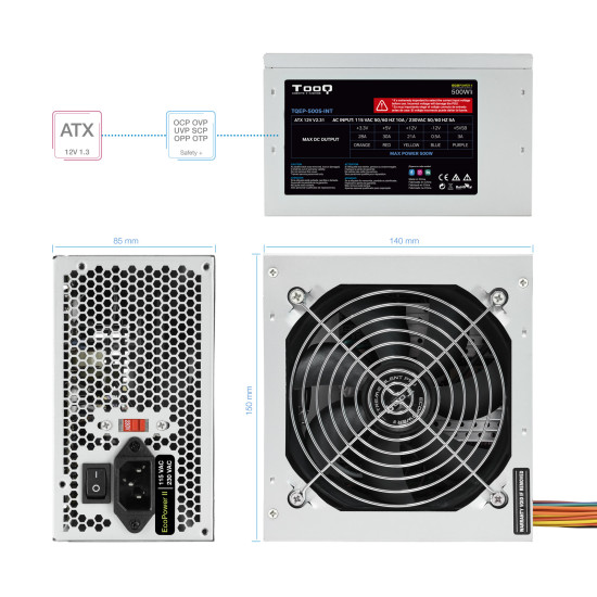 FUENTE ALIMENTACION TOOQ EP - II TQEP - 500S - INT ATX Fuentes de alimentación FUENTE ALIMENTACION TOOQ EP - II TQEP - 500S - INT ATX Fuentes de alimentación