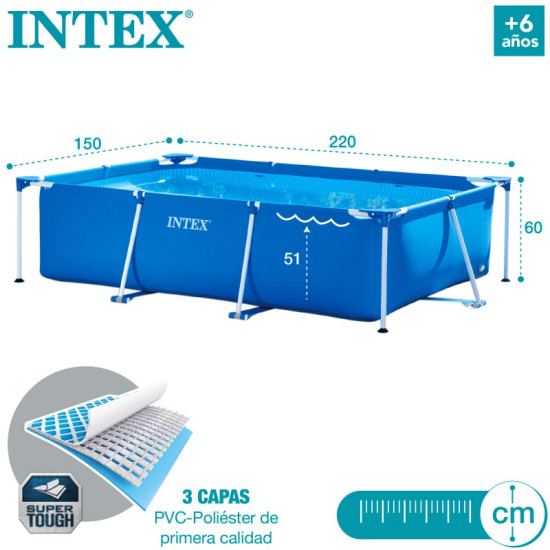 INTEX 28270 PISCINA DESMONTABLE TUBULAR 220X150X60CM Piscinas INTEX 28270 PISCINA DESMONTABLE TUBULAR 220X150X60CM Piscinas