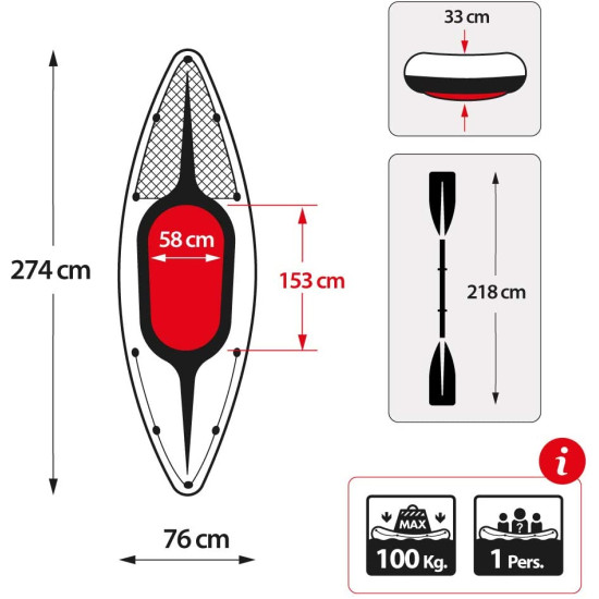 INTEX 68305 - KAYAK K1 DEPORTIVO Kayak y paddle surf INTEX 68305 - KAYAK K1 DEPORTIVO Kayak y paddle surf