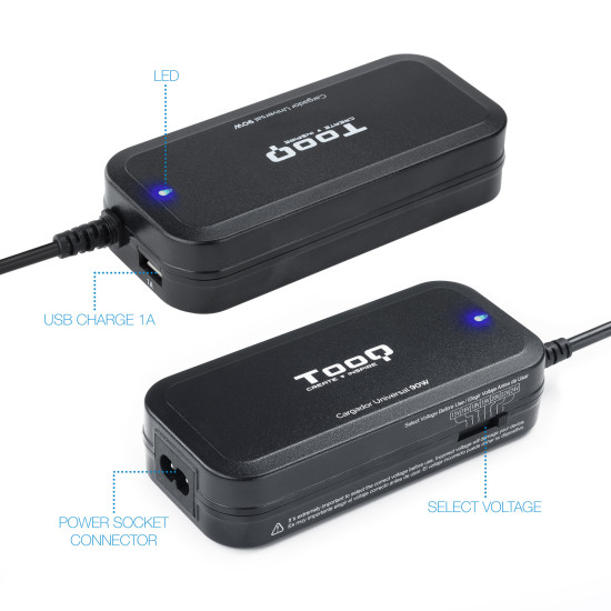 CARGADOR PORTATIL UNIVERSAL TOOQ TQLC - 90BS02M 90W Baterías y cargadores portátiles CARGADOR PORTATIL UNIVERSAL TOOQ TQLC - 90BS02M 90W Baterías y cargadores portátiles