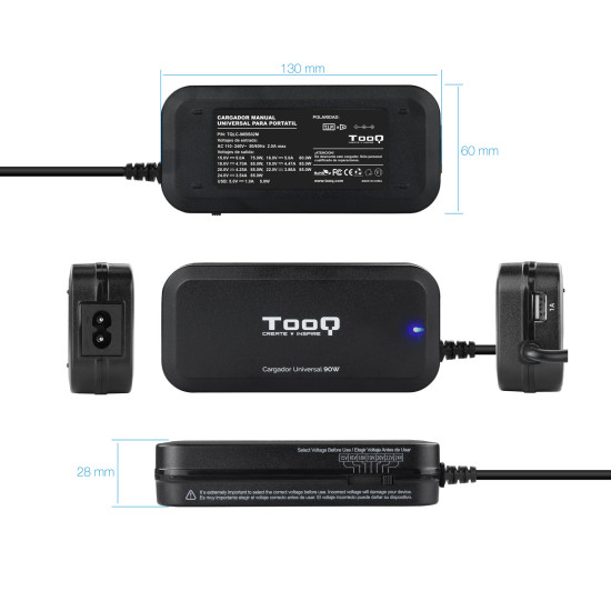 CARGADOR PORTATIL UNIVERSAL TOOQ TQLC - 90BS02M 90W Baterías y cargadores portátiles CARGADOR PORTATIL UNIVERSAL TOOQ TQLC - 90BS02M 90W Baterías y cargadores portátiles