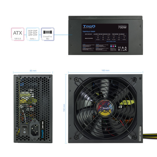 FUENTE ALIMENTACION TOOQ TQAPOLO - 700SP ATX 700W Fuentes de alimentación FUENTE ALIMENTACION TOOQ TQAPOLO - 700SP ATX 700W Fuentes de alimentación