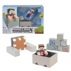 FIGURA MATTEL MINECRAFT VAGONETA EXPLOSIVA LANZA