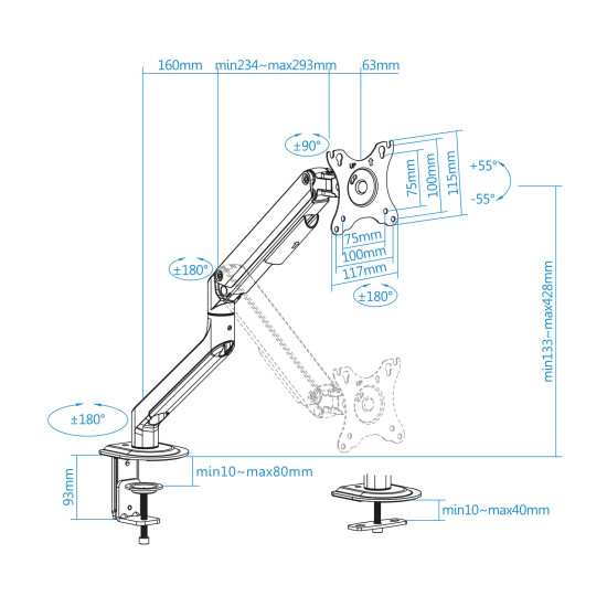 SOPORTE MESA TV TOOQ 17 - 32 PULGADAS BLANCO Soportes monitores  tv