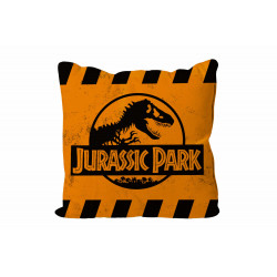 COJIN CUADRADO CAUTION LOGO NARANJA JURASSIC