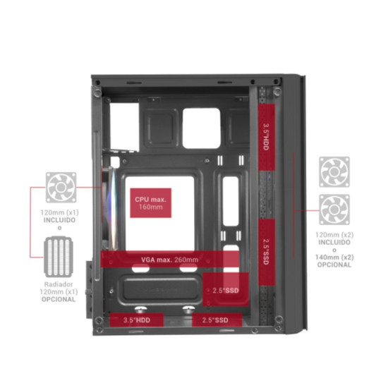 CAJA ORDENADOR MARS GAMING MC300 NEGRO Cajas