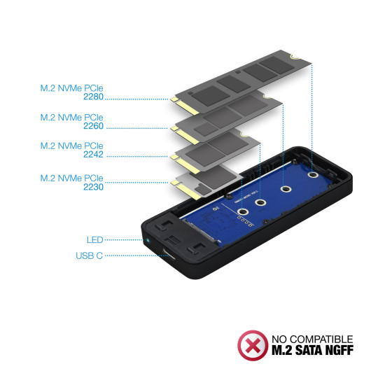 CAJA EXTERNA TOOQ TQE - 2280B SSD M.2 Cajas externas CAJA EXTERNA TOOQ TQE - 2280B SSD M.2 Cajas externas