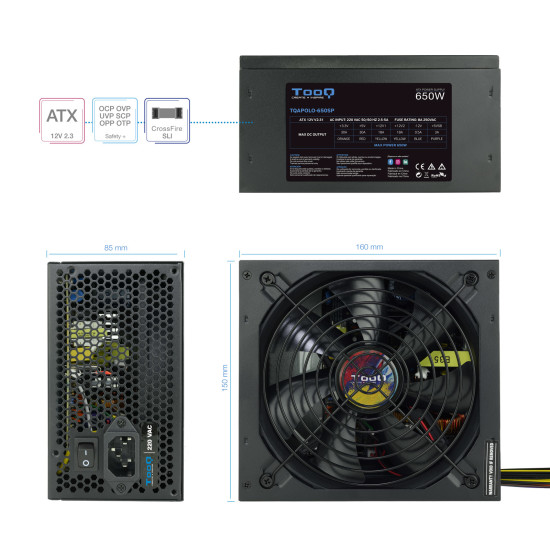 FUENTE ALIMENTACION TOOQ TQAPOLO - 650SP ATX 650W Fuentes de alimentación FUENTE ALIMENTACION TOOQ TQAPOLO - 650SP ATX 650W Fuentes de alimentación