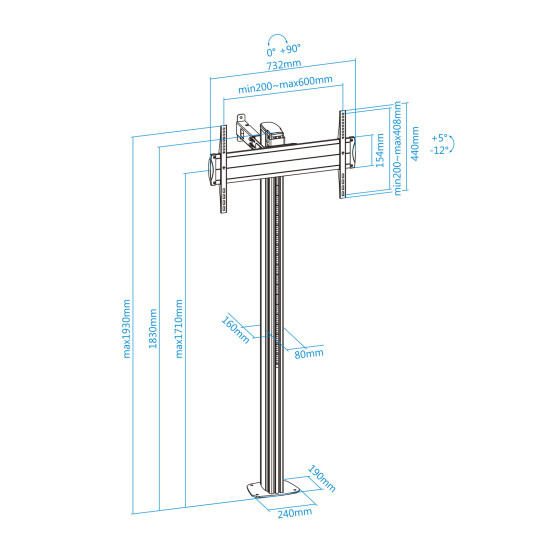 SOPORTE SUELO TV TOOQ FS2270M - B 37 PULGADAS - 70 PULGADAS Soportes monitores  tv