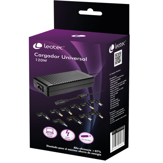 CARGADOR PORTATIL AUTOMATICO UNIVERSAL LEOTEC 120W Baterías y cargadores portátiles