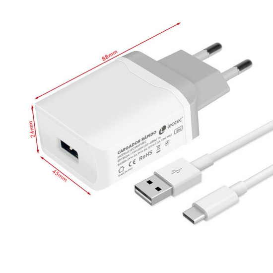 CARGADOR PARED LEOTEC CON CABLE TIPO Baterías y cargadores portátiles