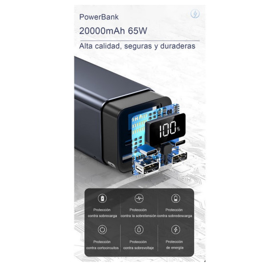 BATERIA EXTERNA PORTATIL POWERBANK LEOTEC 65W Powerbanks BATERIA EXTERNA PORTATIL POWERBANK LEOTEC 65W Powerbanks