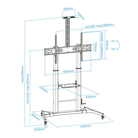 SOPORTE SUELO TV TOOQ FS20400HM - B 60 PULGADAS - 100 PULGADAS Soportes monitores  tv