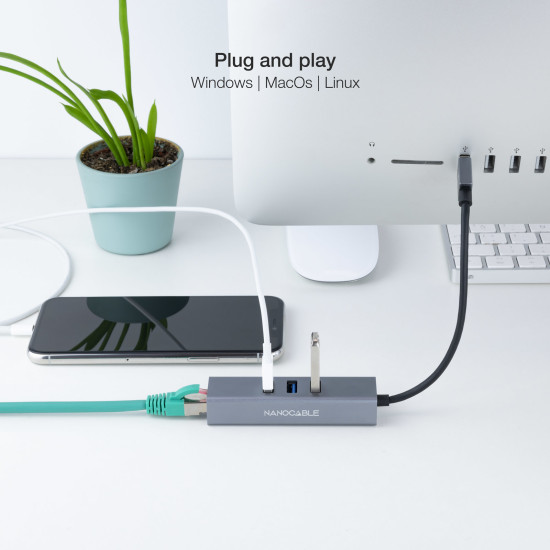 HUB NANOCABLE 4 EN 1 USB Cables de red