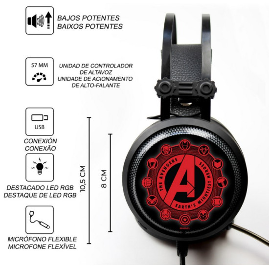 AURICULARES GAMING ERT GROUP AVENGERS MARVEL Auriculares AURICULARES GAMING ERT GROUP AVENGERS MARVEL Auriculares