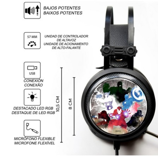 AURICULARES GAMING ERT GROUP AVENGERS MARVEL Auriculares AURICULARES GAMING ERT GROUP AVENGERS MARVEL Auriculares
