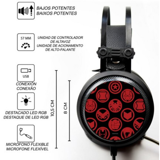 AURICULARES GAMING ERT GROUP AVENGERS MARVEL Auriculares AURICULARES GAMING ERT GROUP AVENGERS MARVEL Auriculares