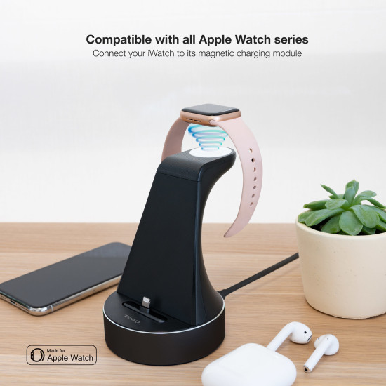 BASE CARGA TOOQ APPLE WATCH+IPHONE LIGHTNING Cargadores para móviles