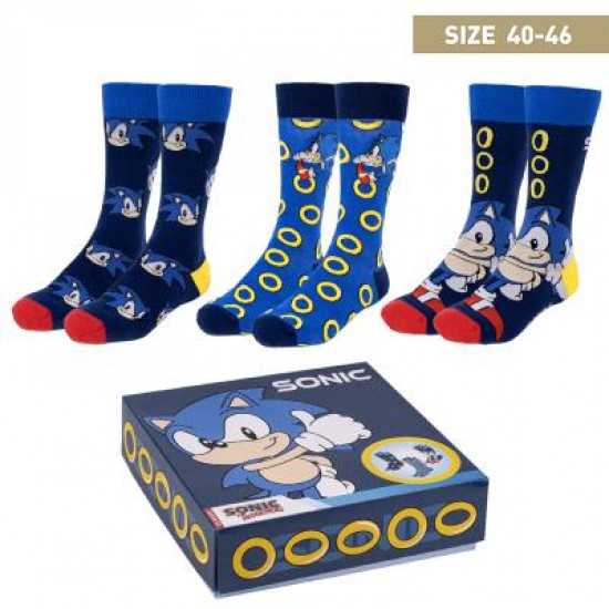 PACK CALCETINES 3 PIEZAS SONIC TALLA Friki calcetines