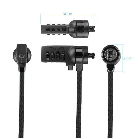 CABLE TOOQ SEGURIDAD COMBINACION PORTATILES 1.5M Accesorios de portátiles CABLE TOOQ SEGURIDAD COMBINACION PORTATILES 1.5M Accesorios de portátiles