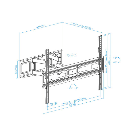 SOPORTE PARED PANTALLAS 37 - 80 PULGADAS PULGADAS GIRA INCLI Soportes monitores  tv