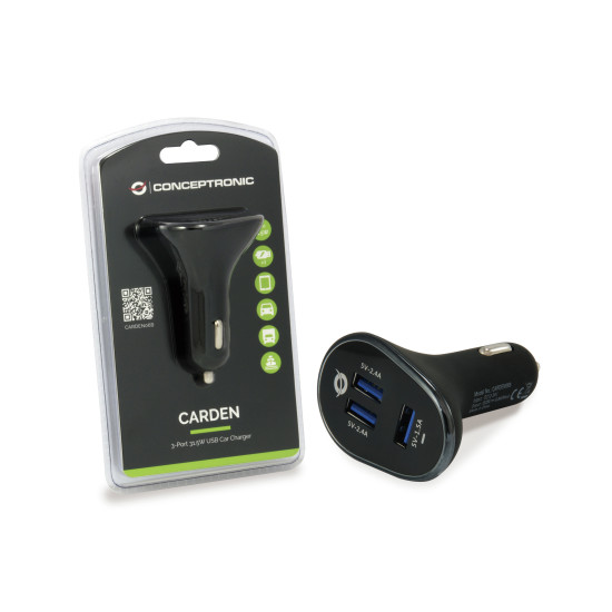 CARGADOR COCHE CONCEPTRONIC CARDEN06B 3 PUERTOS Cargadores para móviles CARGADOR COCHE CONCEPTRONIC CARDEN06B 3 PUERTOS Cargadores para móviles