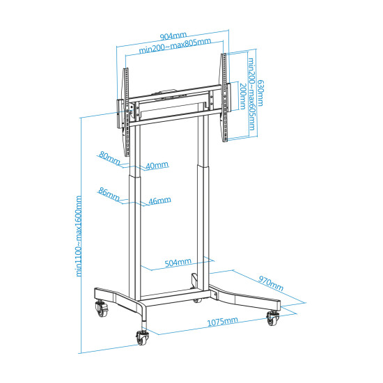 SOPORTE SUELO TOOQ RUEDAS ELÉCTRICO LUX Soportes monitores  tv