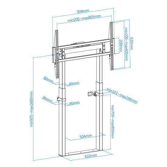SOPORTE SUELO TOOQ FIJO ELECTRICO TITAN Soportes monitores  tv