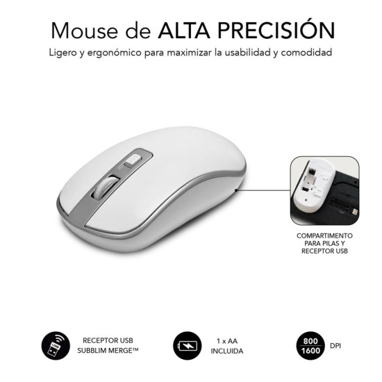 TECLADO + RATON SUBBLIM SUBKBW - CEKE10 INALAMBRICO Teclados TECLADO + RATON SUBBLIM SUBKBW - CEKE10 INALAMBRICO Teclados