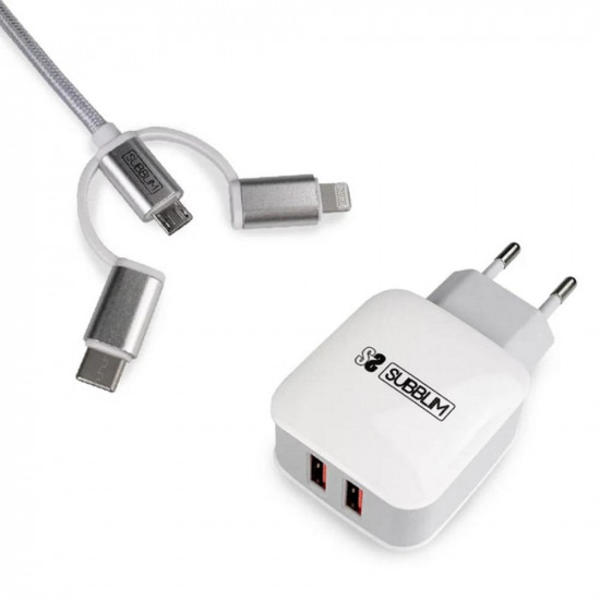 CARGADOR PARED SUBBLIM 12W USB TIPO Baterías y cargadores portátiles