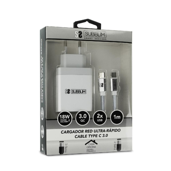 CARGADOR SUBBLIM 18W USB TIPO A Baterías y cargadores portátiles