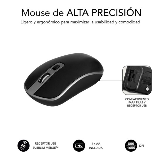 TECLADO + RATON SUBBLIM SUBKBW - CEKE01 INALAMBRICO Teclados