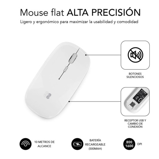 RATON INALAMBRICO SUBBLIM DUAL FLAT BLANCO Ratones RATON INALAMBRICO SUBBLIM DUAL FLAT BLANCO Ratones