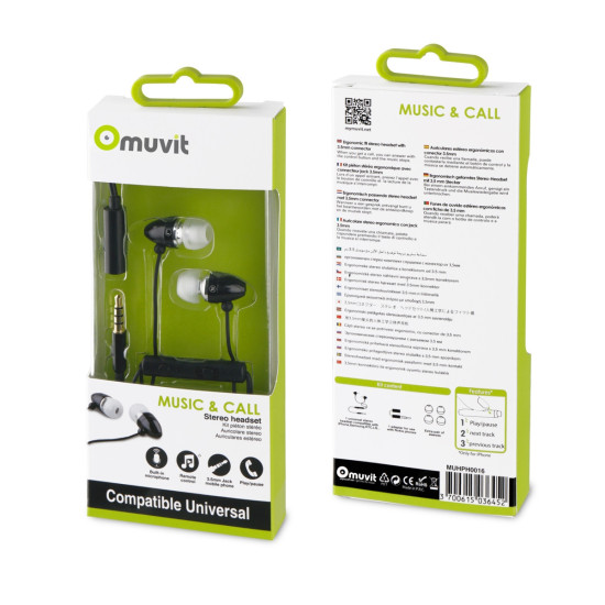 AURICULARES MUVIT MUHPH0016 NEGRO Auriculares AURICULARES MUVIT MUHPH0016 NEGRO Auriculares