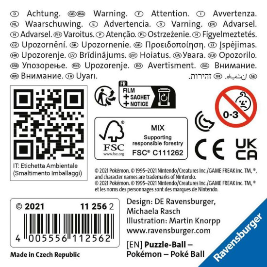 PUZZLE 3D RAVENSBURGER POKEMON POKEBALL CLASSIC Puzzles PUZZLE 3D RAVENSBURGER POKEMON POKEBALL CLASSIC Puzzles
