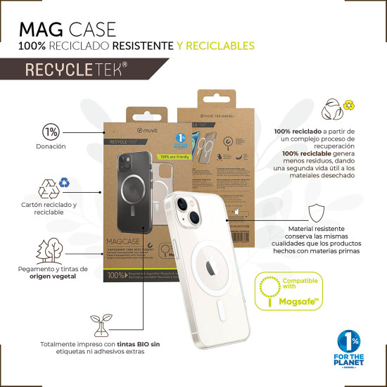 FUNDA MUVIT RECYCLETEK MAGSAFE APPLE IPHONE Fundas y carcasas para moviles