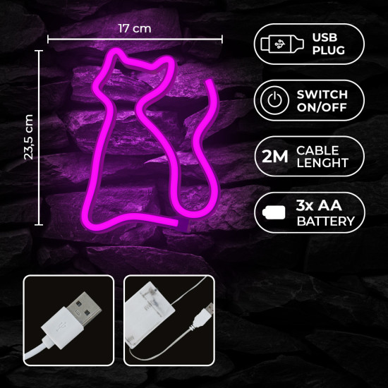 LAMPARA FOREVER NEON LED CAT PINK Lámparas LAMPARA FOREVER NEON LED CAT PINK Lámparas