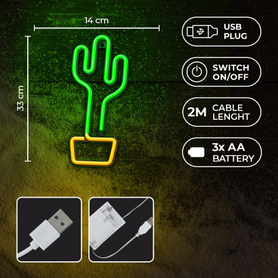 LAMPARA FOREVER NEON LED CACTUS ORANGE Lámparas LAMPARA FOREVER NEON LED CACTUS ORANGE Lámparas