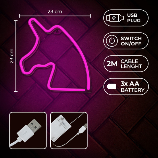 LAMPARA FOREVER NEON LED UNICORN PINK Lámparas LAMPARA FOREVER NEON LED UNICORN PINK Lámparas