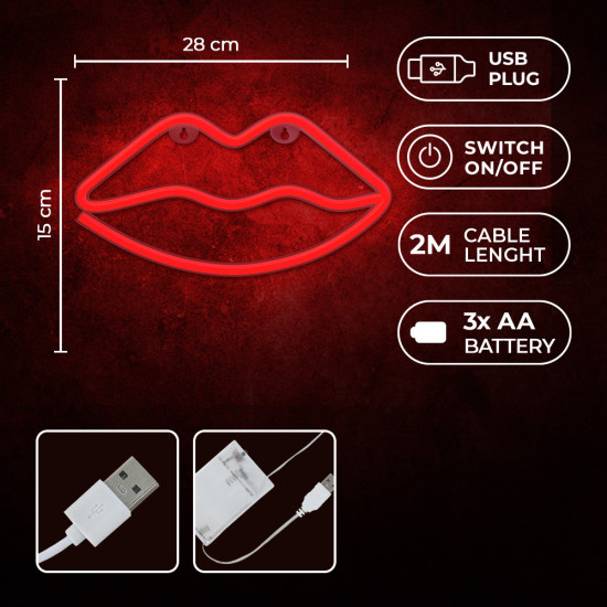 LAMPARA FOREVER NEON LED LIPS RED Lámparas LAMPARA FOREVER NEON LED LIPS RED Lámparas