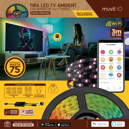 TIRA LED MUVIT IO WIFI TV Lámparas TIRA LED MUVIT IO WIFI TV Lámparas
