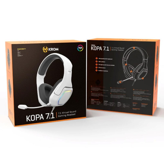 AURICULARES GAMING KROM KOPA USB BLANCO Auriculares AURICULARES GAMING KROM KOPA USB BLANCO Auriculares