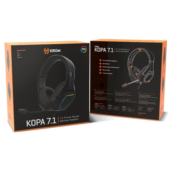 AURICULARES GAMING KROM KOPA USB NEGRO Auriculares AURICULARES GAMING KROM KOPA USB NEGRO Auriculares