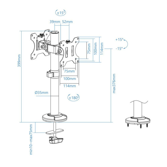 SOPORTE MESA TOOQ DB1132TN - B VESA 2 Soportes monitores  tv