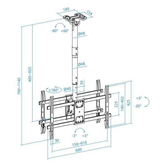 SOPORTE TECHO DOBLE TOOQ VESA HASTA Soportes monitores  tv